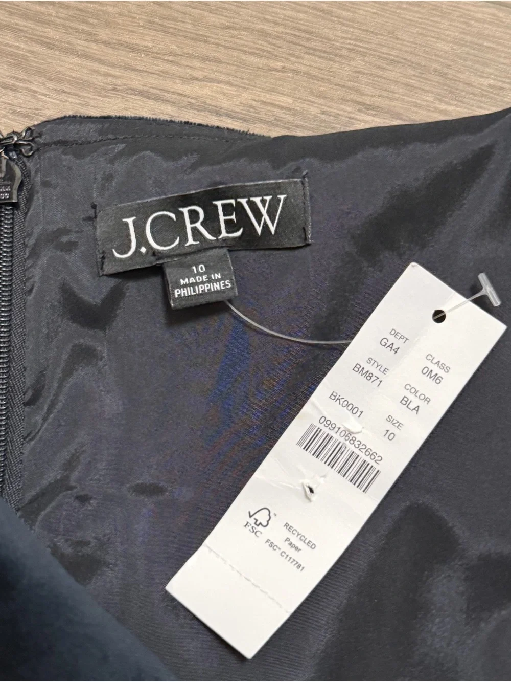 J.CREW Black Squareneck Sheath Dress Stretch Velvet Short Sleeve Size 10 NWT